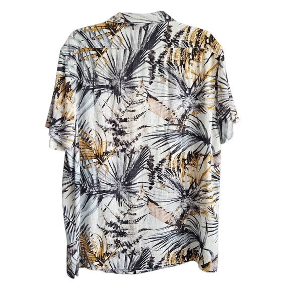 Magaschoni Mens Tropical Print Linen Blend Short Sleeve Button Up Size Large NWT - Picture 3 of 11
